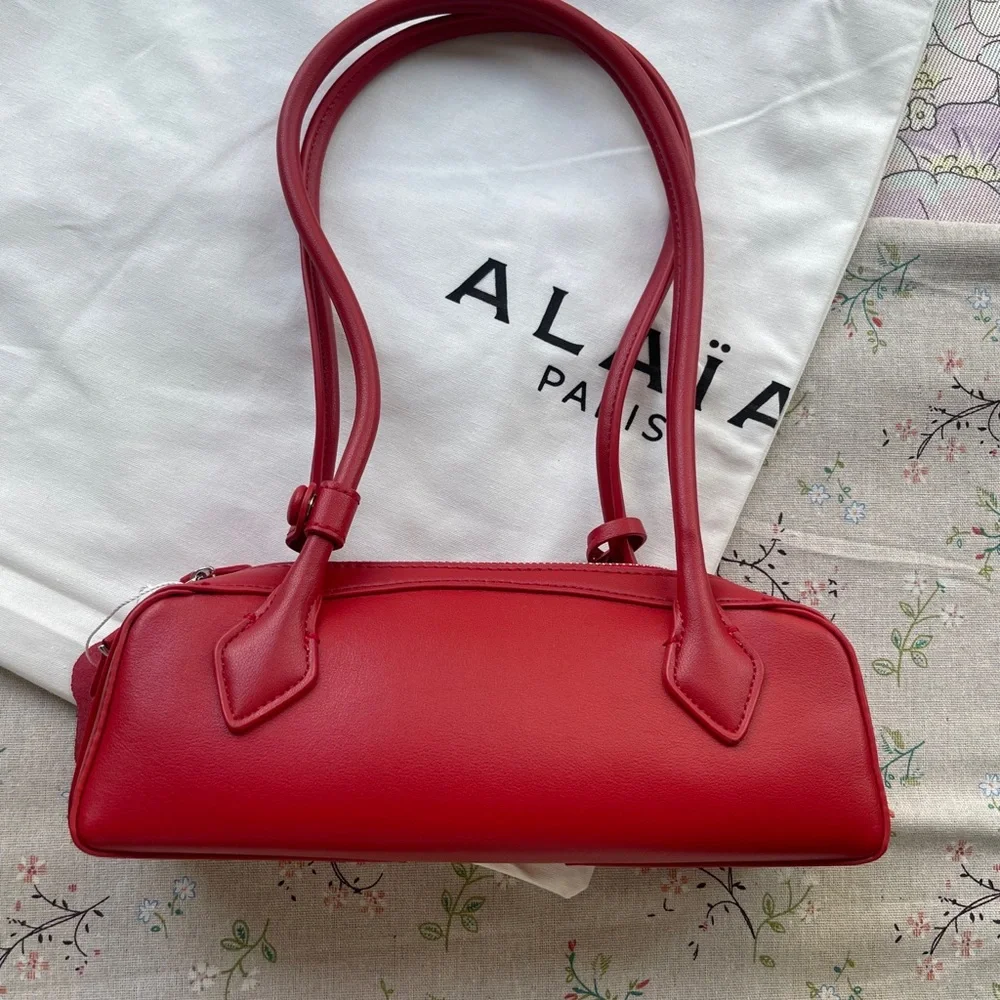 Alaïa Red Leather Double-Handle Shoulder Bag